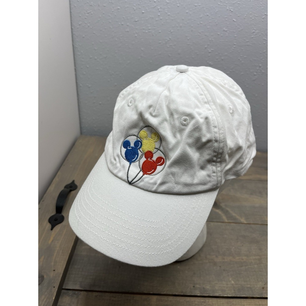 Disney Parks Mickey Mouse Balloons Baseball Cap Hat White Unisex Pre‎ Owned